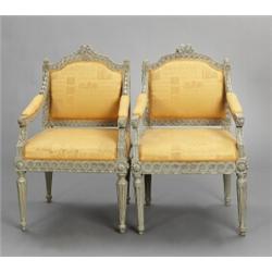 A pair of German/Austrian Louis XVI cut and, A pair of German/Austrian Louis XVI cut and painte...