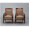 Image 1 : A pair of French 19th century mahogany BERGÈRES,, A pair of French 19th century mahogany BERGÈR...