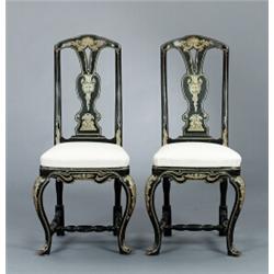 A pair of rococo CHAIRS, mid 18th century,, A pair of rococo CHAIRS, mid 18th century, painting...