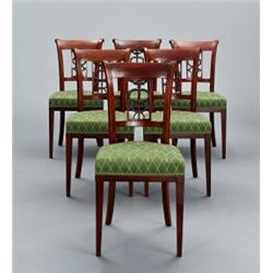A set of six empire mahogany CHAIRS, signed, A set of six empire mahogany CHAIRS, signed CHAPUI...