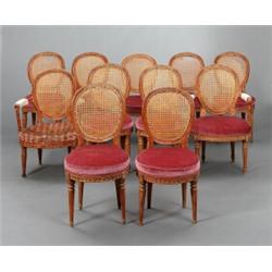 A set of nine Louis XVI cut and polished, A set of nine Louis XVI cut and polished beechwood CH...