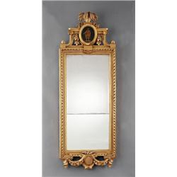 A Swedish late 18th century gilt wood MIRROR,, A Swedish late 18th century gilt wood MIRROR, si...