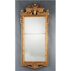 A Swedish 18th century giltwood MIRROR, signed IÅ, A Swedish 18th century giltwood MIRROR, sign...