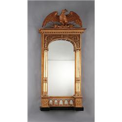 A Swedish empire gilt and painted MIRROR,, A Swedish empire gilt and painted MIRROR, labelsigne...