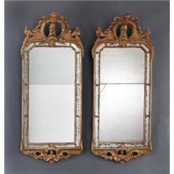 A pair of Swedish rococo cut giltwood MIRRORS,, A pair of Swedish rococo cut giltwood MIRRORS,...