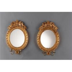 A pair of Swedish late 18th century cut giltwood, A pair of Swedish late 18th century cut giltw...