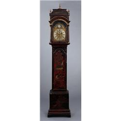 An English black and red chinoiserie LONGCASE, An English black and red chinoiserie LONGCASE CL...