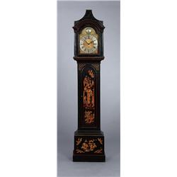 An English black lacquered LONGCASE CLOCK, mid, An English black lacquered LONGCASE CLOCK, mid...