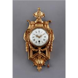 A Louis XVI gilt bronze CARTEL CLOCK, movement, A Louis XVI gilt bronze CARTEL CLOCK, movement...