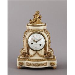 A French Louis XVI ormolu and marble MANTEL, A French Louis XVI ormolu and marble MANTEL CLOCK,...