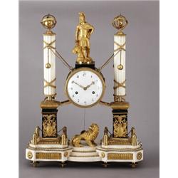 A French Louis XVI ormolu and black and white, A French Louis XVI ormolu and black and white ma...