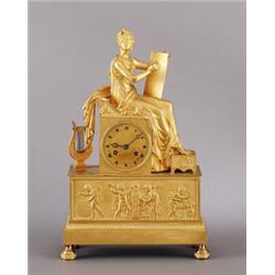 A French empire ormolu MANTEL CLOCK, striking, A French empire ormolu MANTEL CLOCK, striking mo...