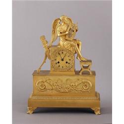 A French empire ormolu MANTEL CLOCK, dial signed, A French empire ormolu MANTEL CLOCK, dial sig...