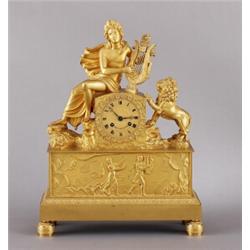 A French empire ormolu MANTEL CLOCK, dial signed, A French empire ormolu MANTEL CLOCK, dial sig...