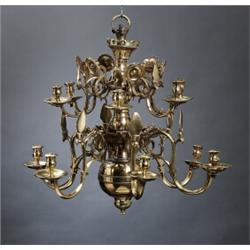 A baroque cast bronze 12-light CHANDELIER,, A baroque cast bronze 12-light CHANDELIER, 17th/18t...