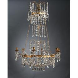 A Swedish late 18th century six-light CHANDELIER,, A Swedish late 18th century six-light CHANDE...