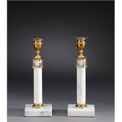 A pair of Swedish late 18th century white marble, A pair of Swedish late 18th century white mar...