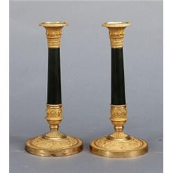 A pair of empire ormolu and patinated bronze, A pair of empire ormolu and patinated bronze CAND...