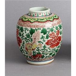 A TRANSITION/KANGXI WUCAI JAR, porcelain, height, A TRANSITION/KANGXI WUCAI JAR, porcelain, hei...