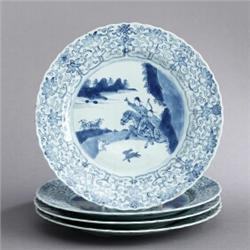 A SET OF FOUR PLATES, Kangxi (1662-1722), all, A SET OF FOUR PLATES, Kangxi (1662-1722), all wi...