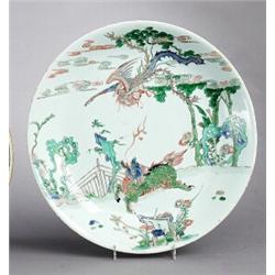 A KANGXI FAMILLE VERTE DISH, porcelain, diameter, A KANGXI FAMILLE VERTE DISH, porcelain, diame...