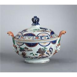 A KANGXI UNDERGLAZEBLUE, IRON RED, GREEN AND GOLD, A KANGXI UNDERGLAZEBLUE, IRON RED, GREEN AND...