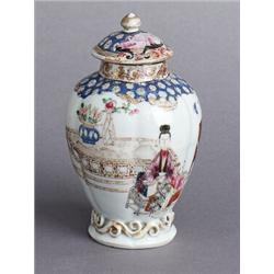 A YONGZHENG FAMILLE ROSE TEACADDY WITH COVER,, A YONGZHENG FAMILLE ROSE TEACADDY WITH COVER, po...