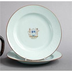 A PAIR OF KANGXI ARMORIAL PLATES, porcelain, with, A PAIR OF KANGXI ARMORIAL PLATES, porcelain,...