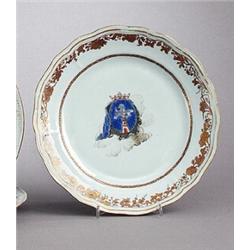 A QIANLONG ARMORIAL PLATE, porcelain, with arms, A QIANLONG ARMORIAL PLATE, porcelain, with arm...