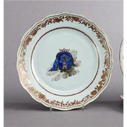 A QIANLONG ARMORIAL PLATE, porcelain, with arms, A QIANLONG ARMORIAL PLATE, porcelain, with arm...