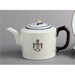 A QIANLONG BLUE AND GOLD ARMORIAL TEAPOT,, A QIANLONG BLUE AND GOLD ARMORIAL TEAPOT, porcelain,...