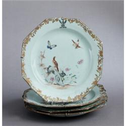 A SET OF FOUR PLATES, Qianlong (1736-95),, A SET OF FOUR PLATES, Qianlong (1736-95), porcelain,...