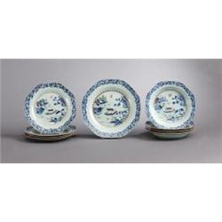 A SET OF NINE QIANLONG FAMIILLE ROSE AND, A SET OF NINE QIANLONG FAMIILLE ROSE AND UNDERGLAZE B...