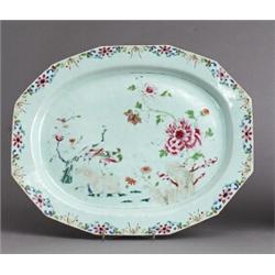 A QIANLONG FAMILLE ROSE MEAT PLATTER, porcelain,, A QIANLONG FAMILLE ROSE MEAT PLATTER, porcela...