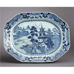 A DISH, Qianlong (1736-95), porcelain, octagonal, A DISH, Qianlong (1736-95), porcelain, octago...