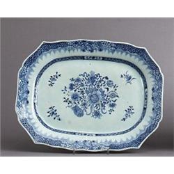 A QIANLONG UNDERGLAZE BLUE MEAT PLATTER,, A QIANLONG UNDERGLAZE BLUE MEAT PLATTER, porcelain, l...