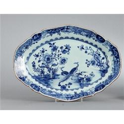 A UNDERGLAZEBLUE QIANLONG MEAT PLATTER,, A UNDERGLAZEBLUE QIANLONG MEAT PLATTER, decoration wit...