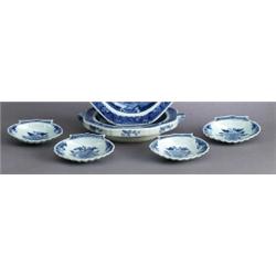 A SET OF FOUR QIANLONG UNDERGLAZEBLUE BUTTER, A SET OF FOUR QIANLONG UNDERGLAZEBLUE BUTTER SHEL...