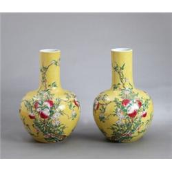 A PAIR OF REPUBLIC FAMILLE ROSE VASES, porcelain,, A PAIR OF REPUBLIC FAMILLE ROSE VASES, porce...