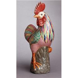 A LATE QING FAMILLE ROSE COCK, height 34, A LATE QING FAMILLE ROSE COCK, height 34 cm...