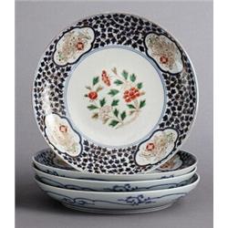 A SET OF FOUR LATE EDO PLATES, porcelain, all, A SET OF FOUR LATE EDO PLATES, porcelain, all wi...