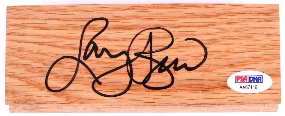 Larry Bird Signed Boston Garden 2x6 Parquet Floor Piece Psa
