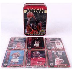 Complete Set of (6) Michael Jordan Upper Deck Metal Collector Basketball Cards with Original Tin Box