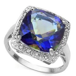 Natural Ocean Mystic & Diamond Ring 6.99 carats