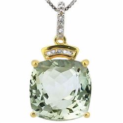 Natural Green Tea Amethyst & Diamond Ring 6.35 cts