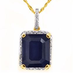 Natural Black Sapphire & Diamond 3.99 carats Pendant