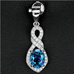 Natural London Blue Topaz Pendant