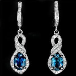 Natural London Blue Topaz Earrings