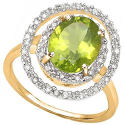 Stunning Natural Peridot & Diamond Ring