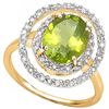 Image 1 : Stunning Natural Peridot & Diamond Ring